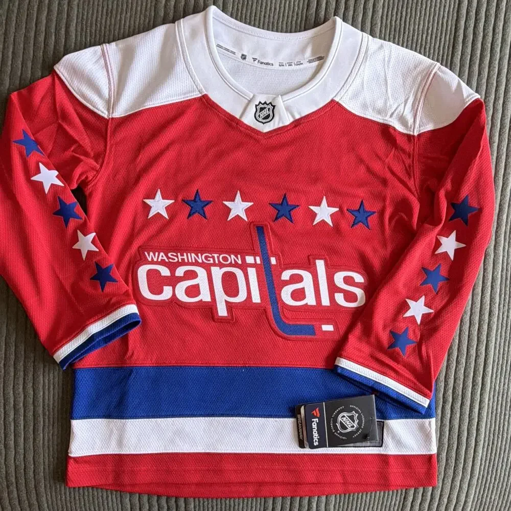 Fanatics Washington Capitals NHL Youth Hockey Jersey L/XL Red White Blue